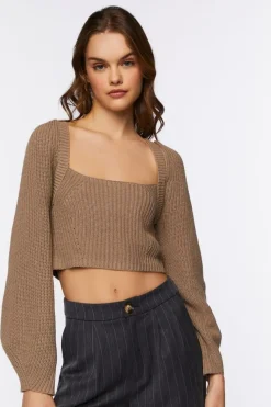 Rib-Knit Cropped Sweater