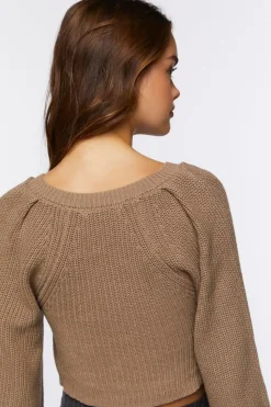 Rib-Knit Cropped Sweater