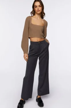 Rib-Knit Cropped Sweater