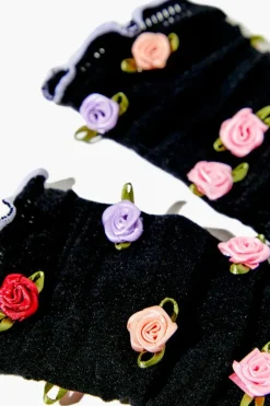 Rose Applique Lace Crew Socks