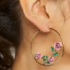 Rose Hoop Earrings