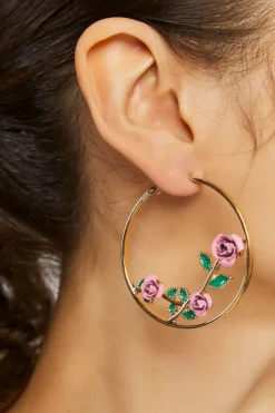 Rose Hoop Earrings