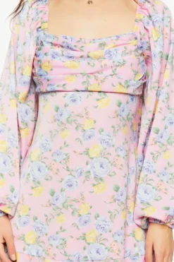 Rose Print Flounce Mini Dress