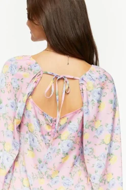 Rose Print Flounce Mini Dress