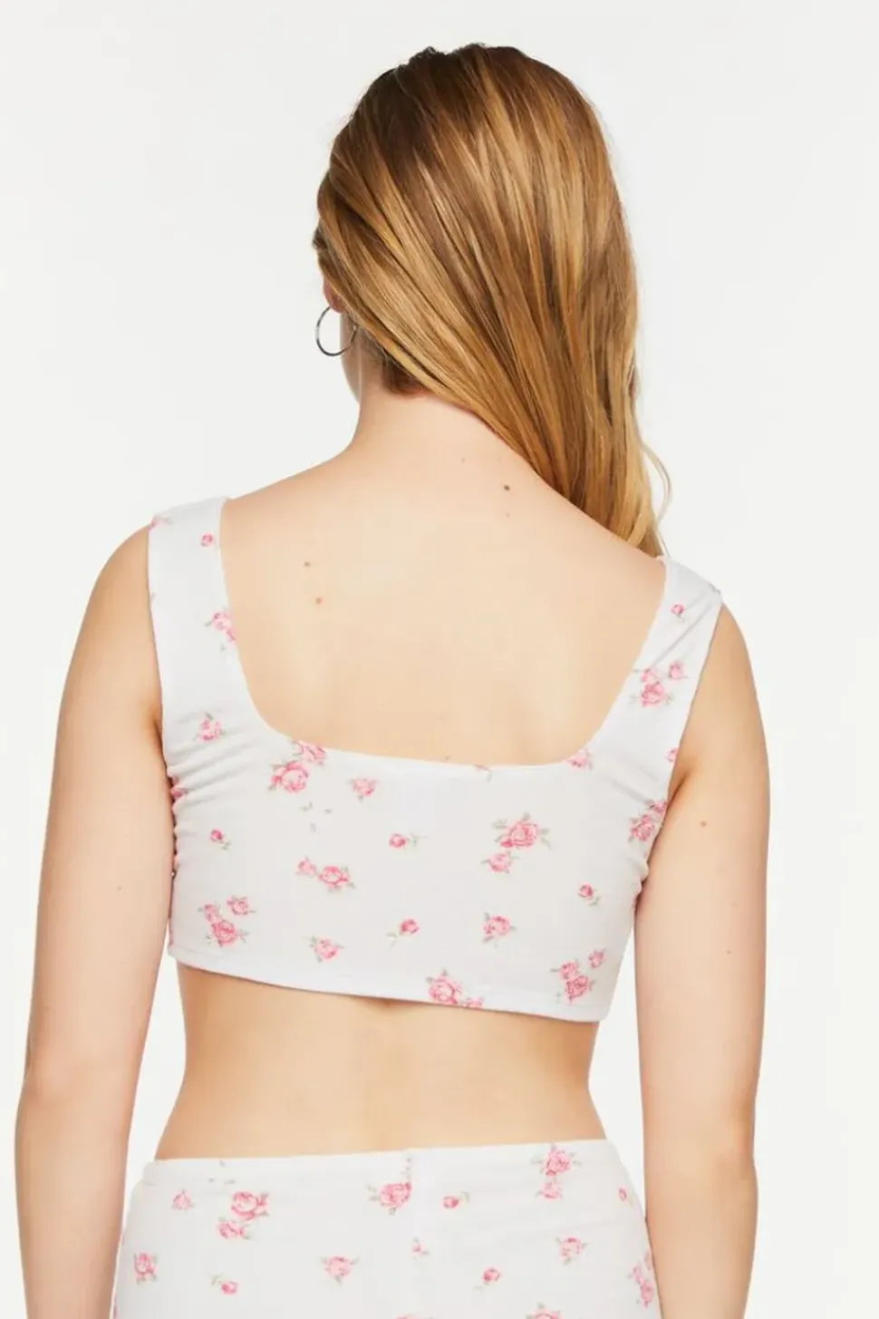 Rose Print Ruched Lounge Crop Top