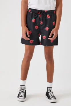 Rose Print Swim Trunks