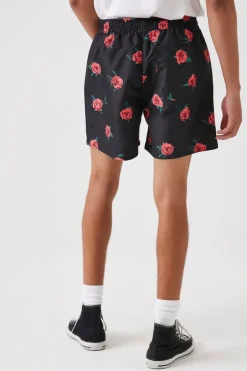 Rose Print Swim Trunks