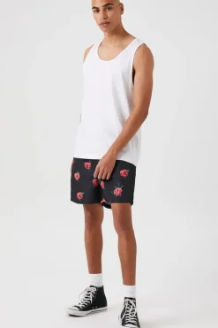 Rose Print Swim Trunks
