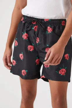 Rose Print Swim Trunks