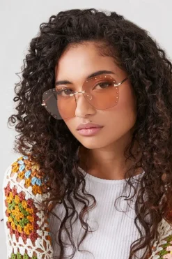 Round Rimless Sunglasses