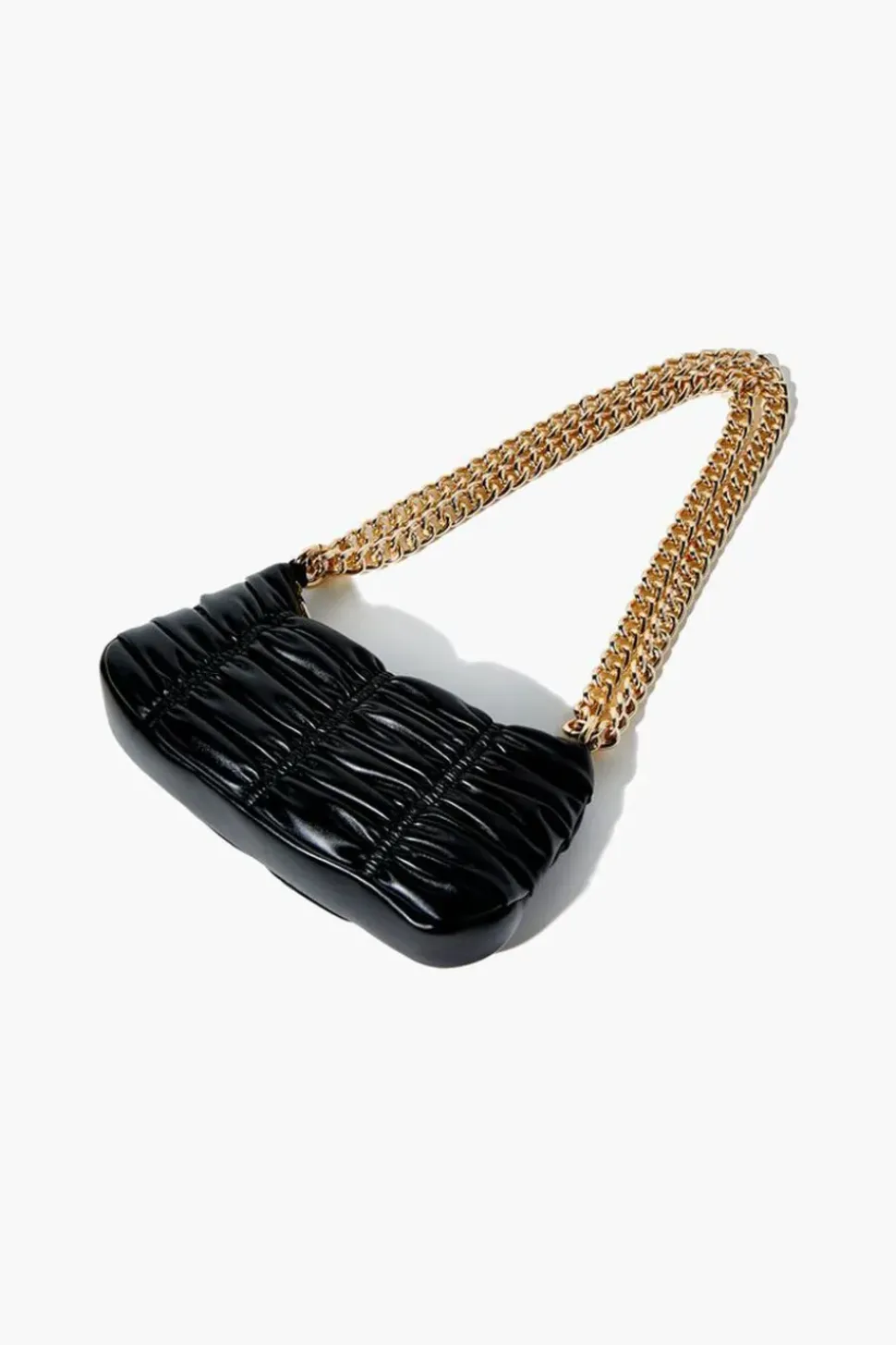 Ruched Baguette Shoulder Bag