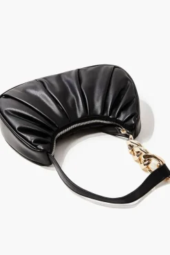 Ruched Baguette Shoulder Bag