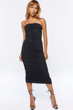 Ruched Bodycon Midi Dress