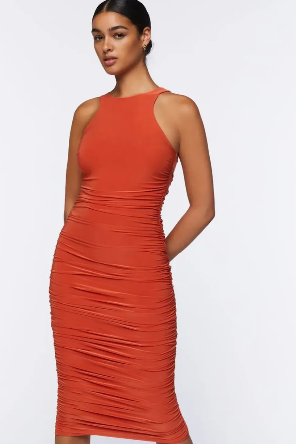 Ruched Bodycon Midi Dress