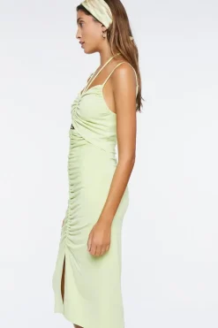 Ruched Cutout Halter Midi Dress