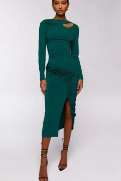 Ruched Cutout Midi Dress