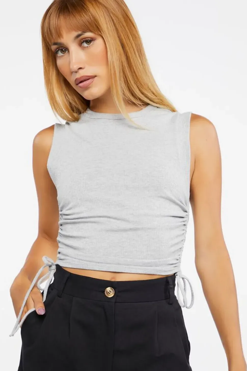 Ruched Drawstring Crop Top