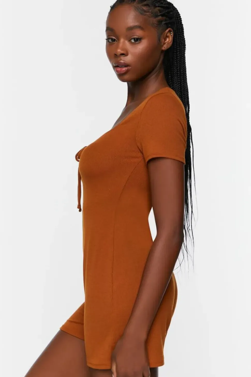 Ruched Drawstring Lounge Romper