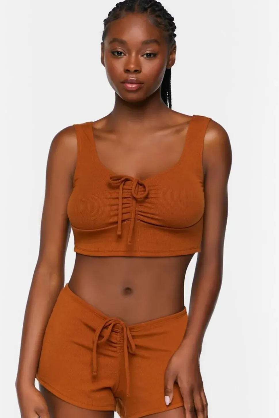 Ruched Drawstring Lounge Shorts