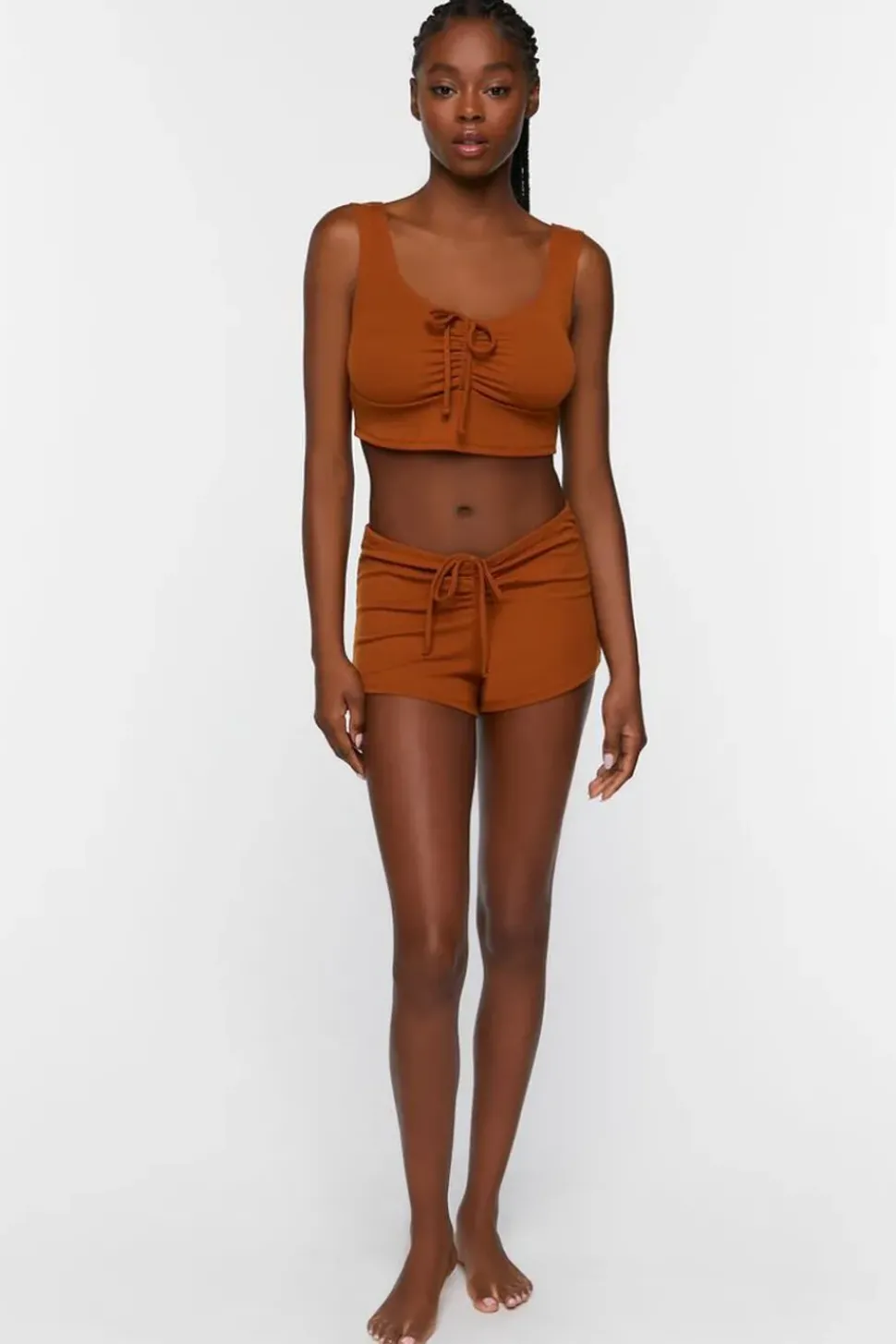 Ruched Drawstring Lounge Shorts