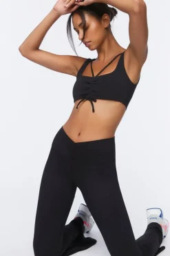 Ruched Drawstring Sports Bra