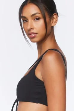 Ruched Drawstring Sports Bra