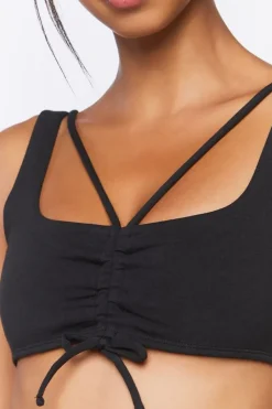 Ruched Drawstring Sports Bra