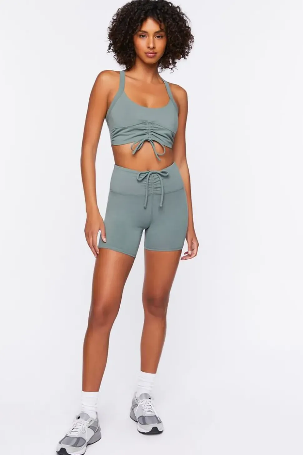 Ruched Drawstring Sports Bra