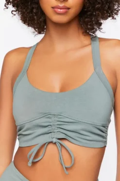Ruched Drawstring Sports Bra