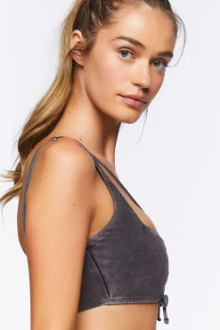 Ruched Drawstring Sports Bra