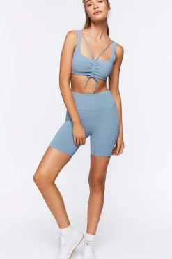 Ruched Drawstring Sports Bra