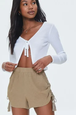 Ruched Drawstring Tassel Shorts