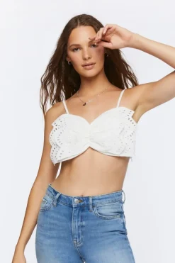 Ruched Eyelet Cropped Cami