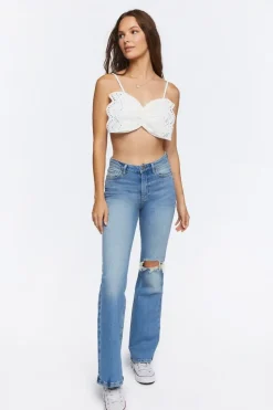 Ruched Eyelet Cropped Cami