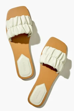 Ruched Faux Leather Flat Sandals
