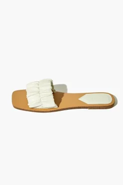 Ruched Faux Leather Flat Sandals