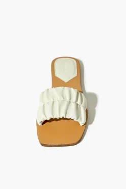 Ruched Faux Leather Flat Sandals