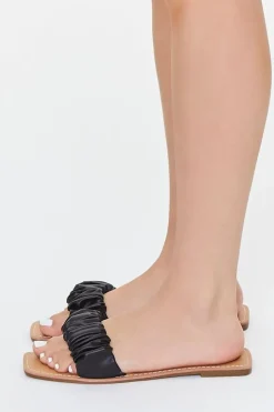 Ruched Faux Leather Sandals