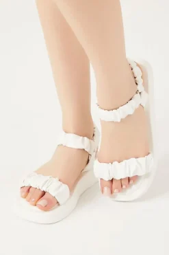 Ruched Faux Leather Sandals