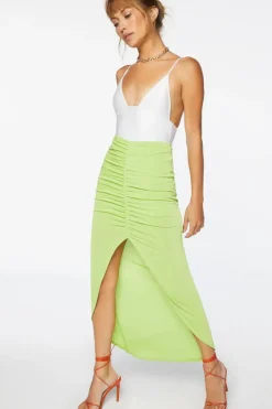 Ruched High-Low Skirt