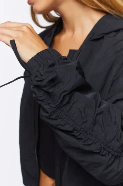 Ruched Hooded Windbreaker Jacket