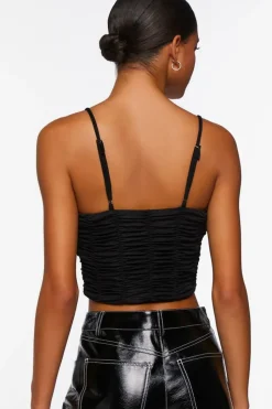 Ruched Hook-And-Eye Cropped Cami