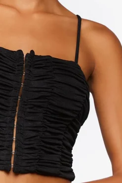 Ruched Hook-And-Eye Cropped Cami