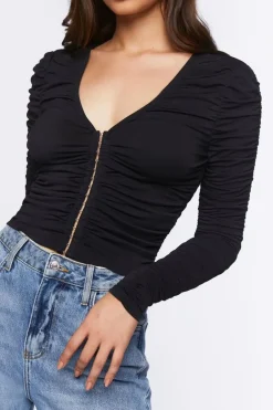 Ruched Hook-And-Eye Top