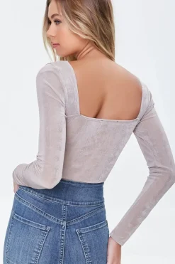 Ruched Long-Sleeve Bodysuit