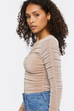 Ruched Long-Sleeve Bodysuit