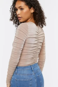 Ruched Long-Sleeve Bodysuit