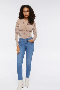 Ruched Long-Sleeve Bodysuit