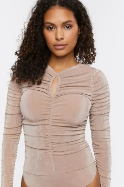 Ruched Long-Sleeve Bodysuit