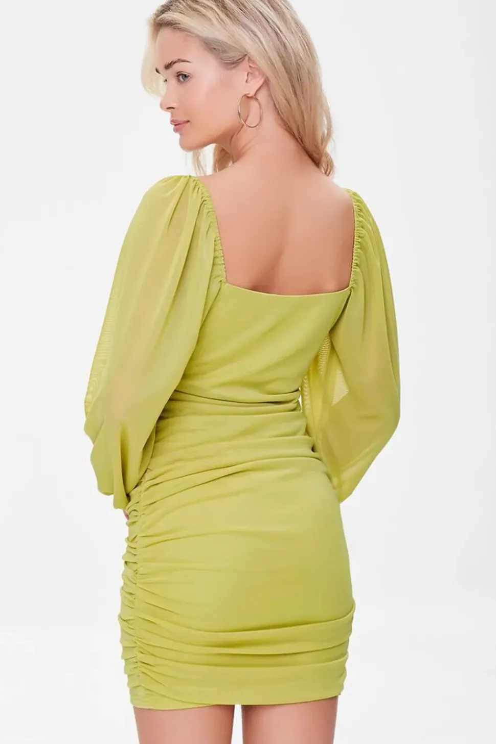 Ruched Mesh Cutout Mini Dress